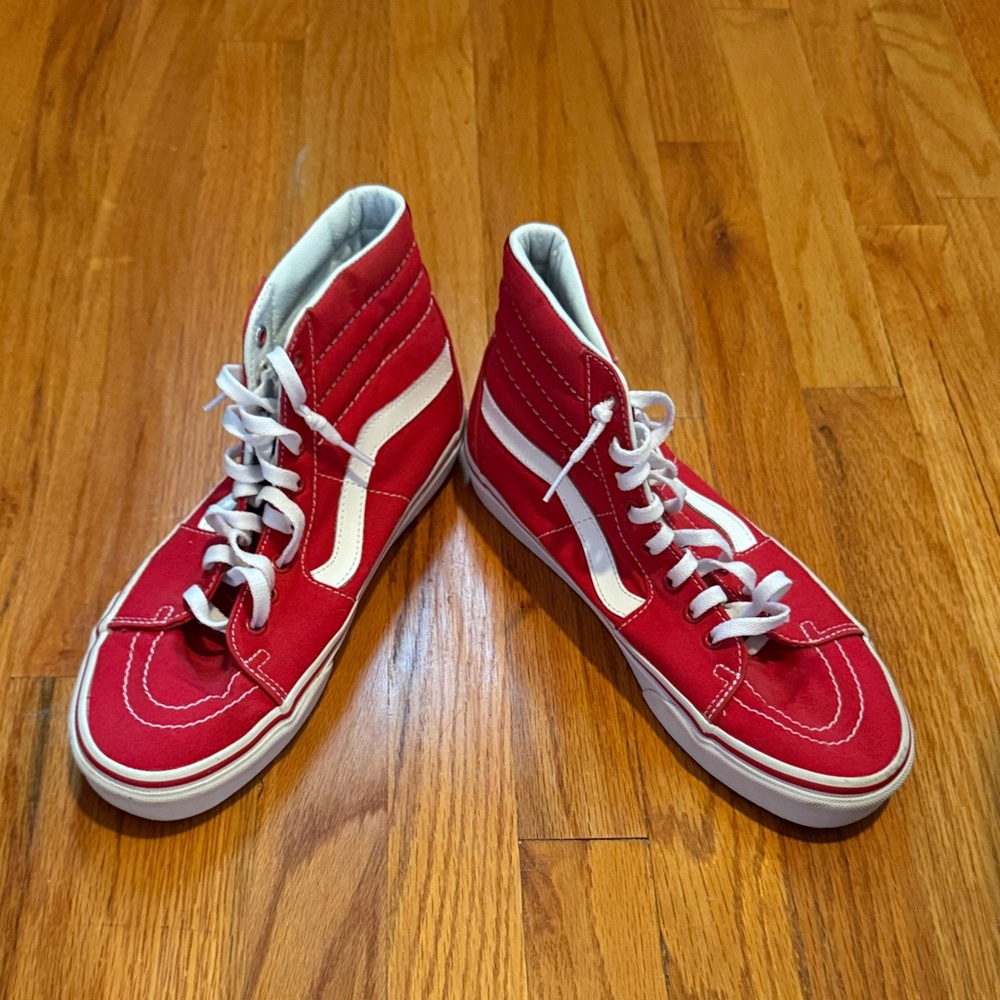 Vans Bold Red and White High-Tops